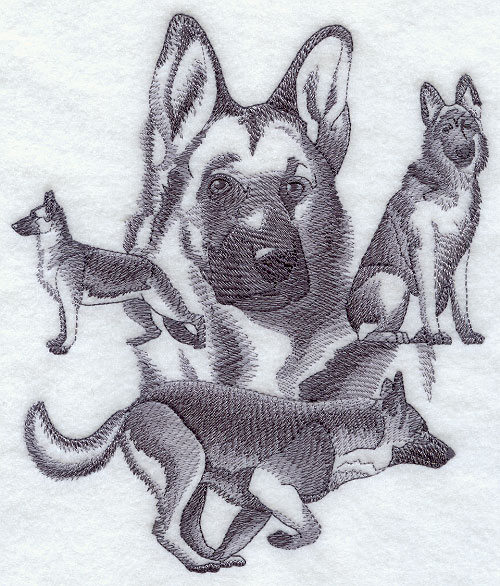 500x586 Machine Embroidery Designs - German Shepherd Dog Sketch