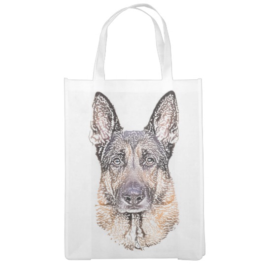 540x540 Portrait Of A German Shepherd Dog Sketched Art Reusable Grocery - German Shepherd Dog Sketch