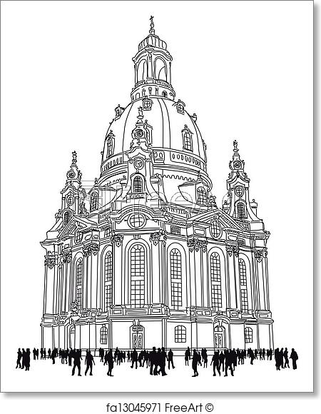 450x580 Free Art Print Of Church Of Our Lady - Germany Sketch