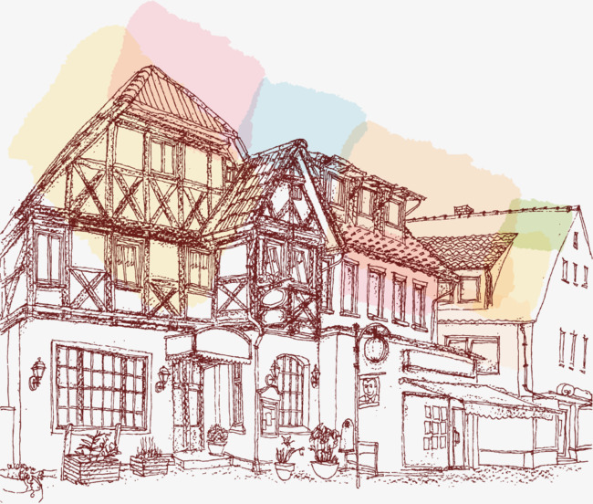 650x552 Hand Drawn Sketch Street Germany, Hand Vector, Sketch Vector, Hand - Germany Sketch