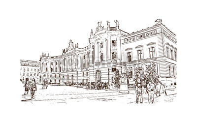400x250 Hand Drawn Sketch Of Berlin, Germany Museum Island In Vector - Germany Sketch