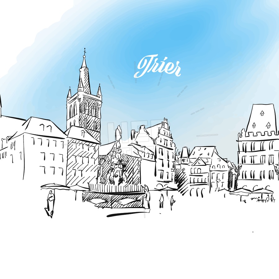 900x900 Sketch Of Trier In Germany Hebstreit - Germany Sketch