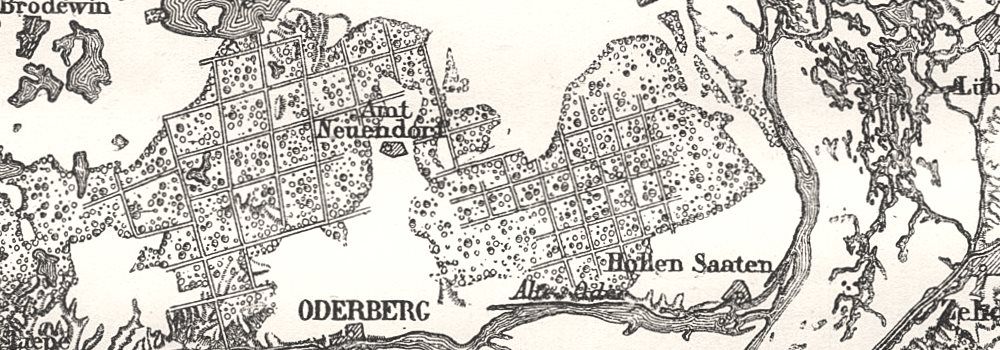 1000x350 The Oderbruch. Oderberg. Germany. Sketch Map 1885 Old Antique Plan - Germany Sketch