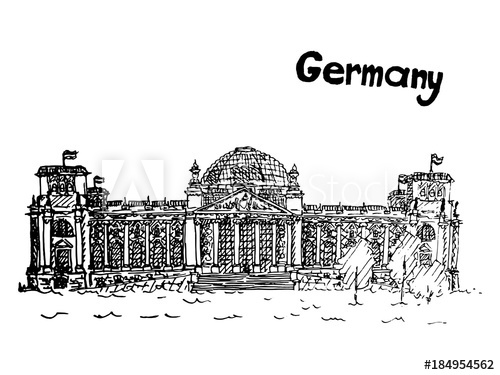 500x375 Quick Sketch Old Building Of Germany German Government Vector Work - Germany Sketch