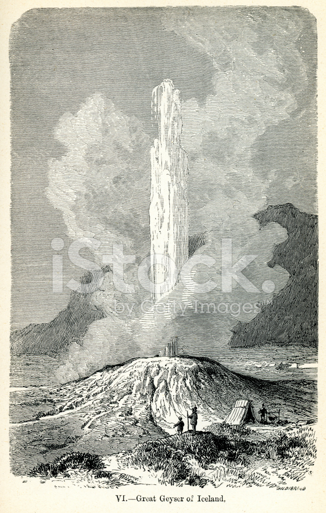 652x1024 Great Geyser Of Iceland Stock Vector - Geyser Sketch