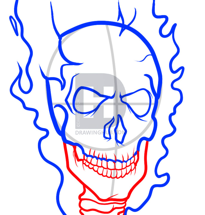 686x720 How To Draw Ghost Rider, Ghost Rider, Step By Step, Drawing Guide - Ghost Face Sketch