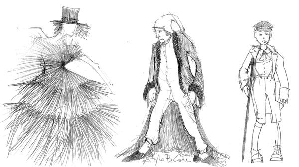 600x336 Costume Sketch For The Ghost Of Christmas Past, Scrooge And Tiny - Ghost Of Christmas Past Sketch