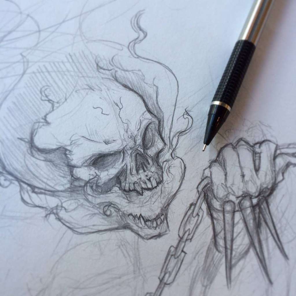 1024x1024 Ghost Rider Doodle Daily Lunch Sketch Manny - Ghost Rider Sketch