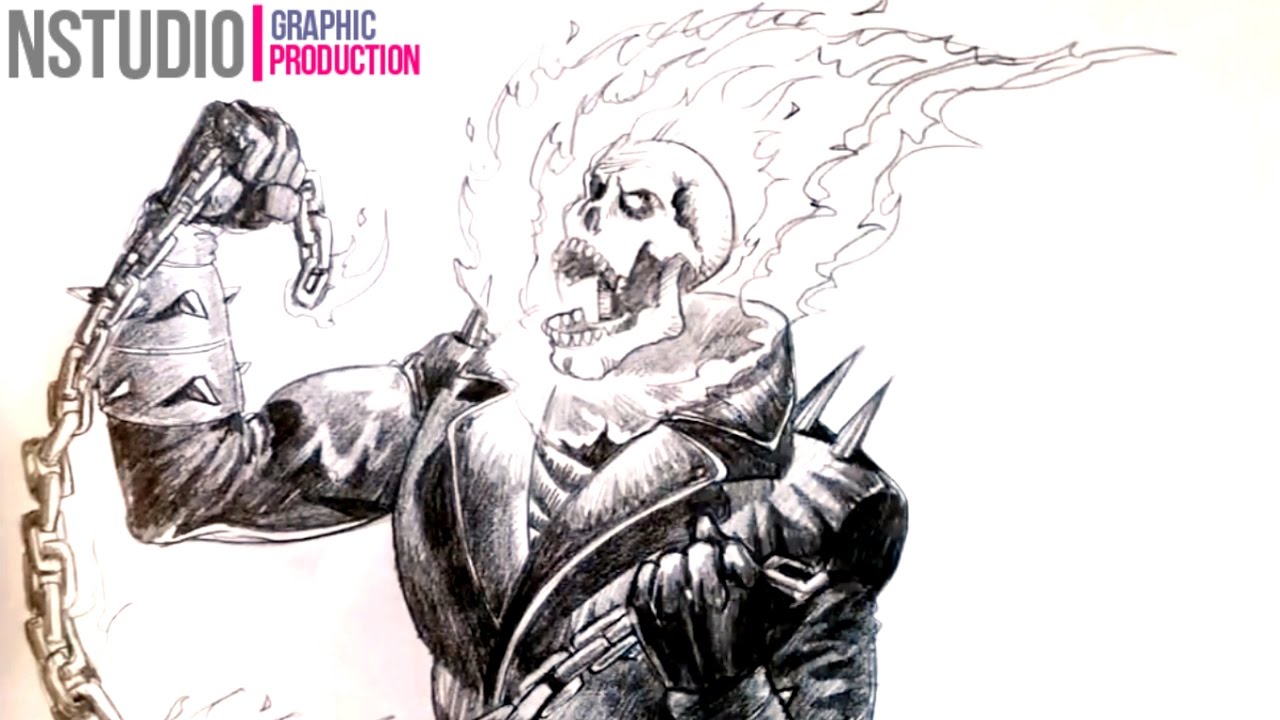 1280x720 How To A Draw Ghost Rider Step By Step - Ghost Rider Sketch