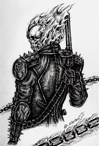 320x471 Ghostrider Drawings On Paigeeworld. Pictures Of Ghostrider - Ghost Rider Sketch