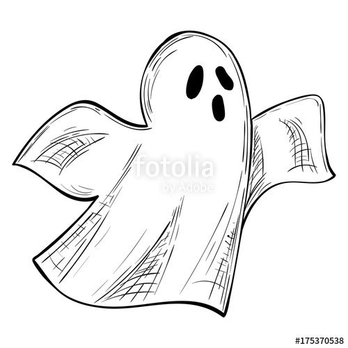 500x500 Halloween Ghost, Scary Halloween Sketch Illustration Vector Stock - Ghost Sketch