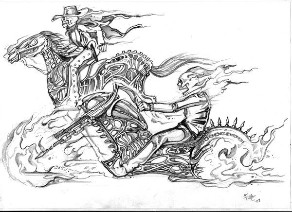600x436 Ghost Rider Sketch By Tiesta By Bgeary787 Artwork - Ghost Sketch
