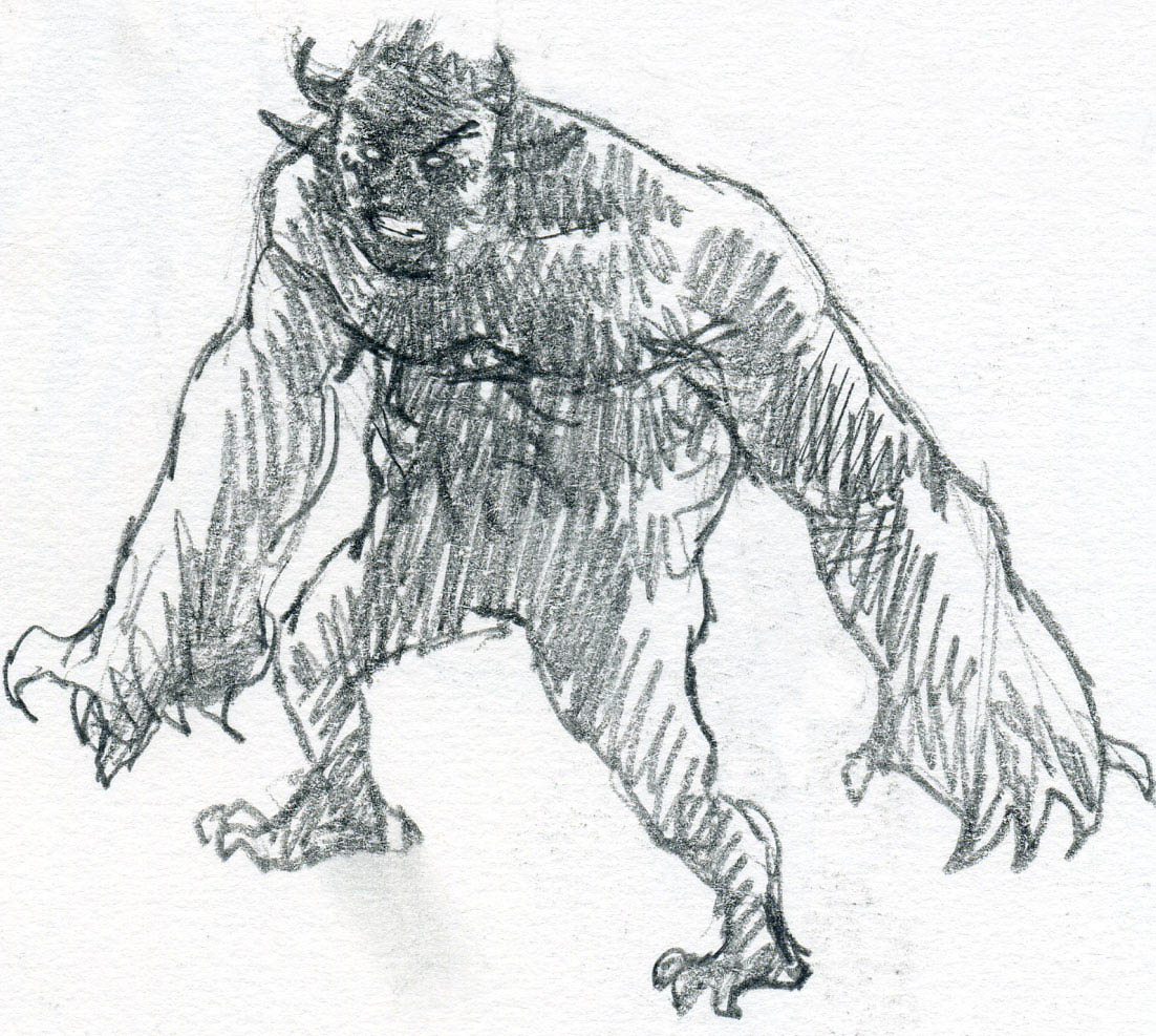 1102x987 Man Eating Giant Hoodwink Design - Giant Sketch