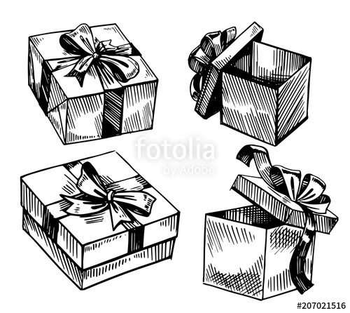 500x446 Gift Box Sketch Stock Image And Royalty Free Vector Files On - Gift Box Sketch