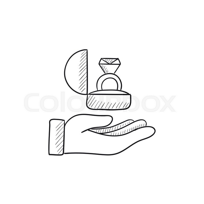 800x800 Hand Holding Gift Box With Ring Vector Sketch Icon Isolated On - Gift Box Sketch
