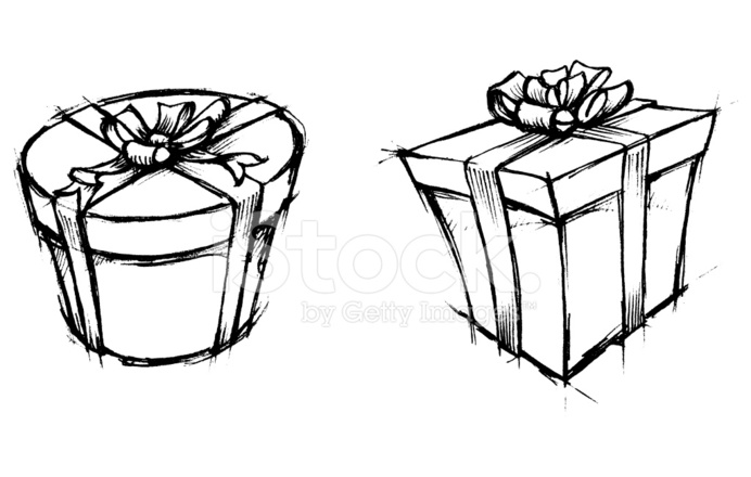 692x440 Sketch Gift Box Stock Vector - Gift Box Sketch