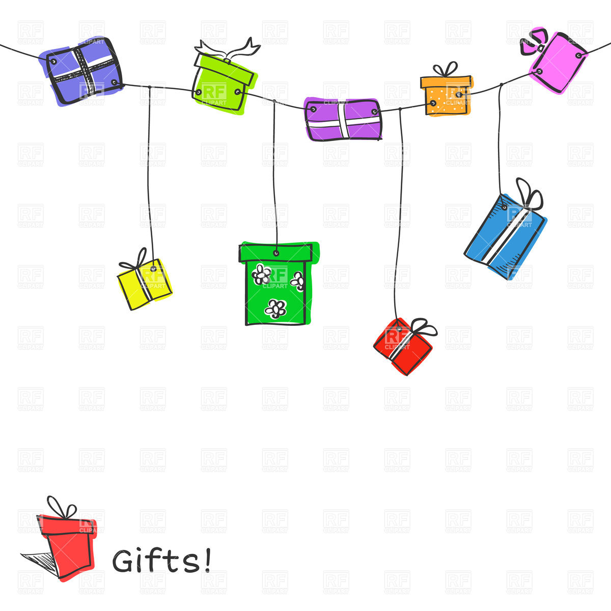 1200x1200 Sketch Style Hanging Gift Boxes Vector Image Vector Artwork Of - Gift Box Sketch