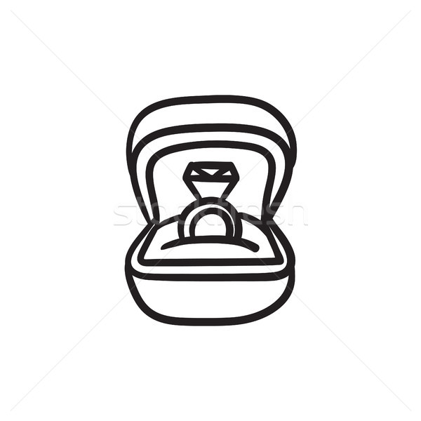 600x600 Wedding Ring In Gift Box Sketch Icon. Vector Illustration Andrei - Gift Box Sketch