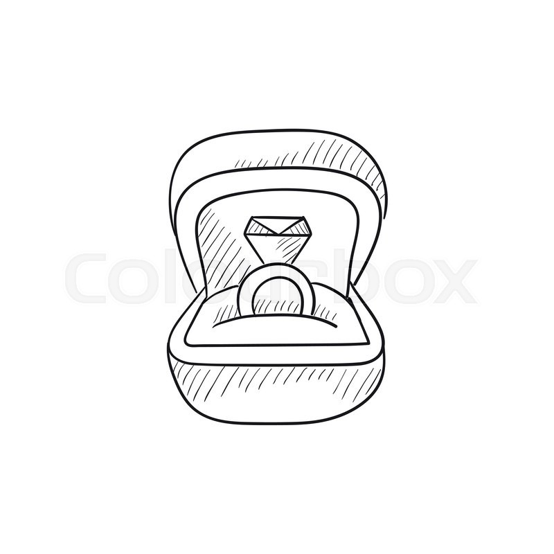 800x800 Wedding Ring In Gift Box Vector Sketch Icon Isolated On Background - Gift Box Sketch