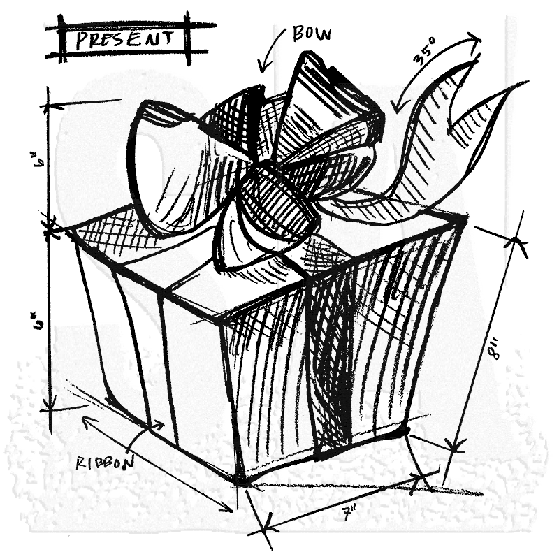 800x800 Tim Holtz Wood Mounted Stamp - Gift Sketch