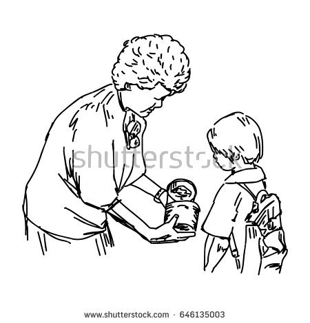 450x470 Collection Of Gift Giving Drawing High Quality, Free - Gift Sketch