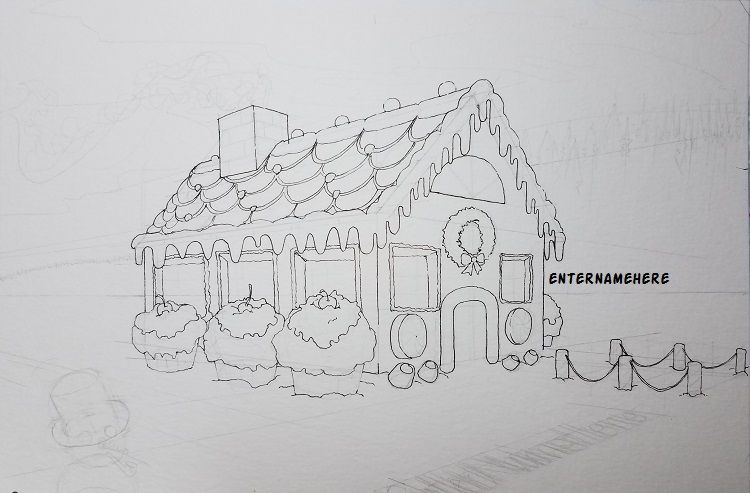 750x493 Am Scribbles Day 3 - Gingerbread House Sketch