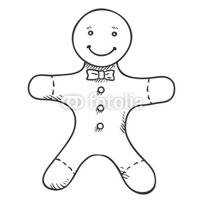 400x400 Fototapeta Vector Single Black Sketch Illustration - Gingerbread Man Sketch