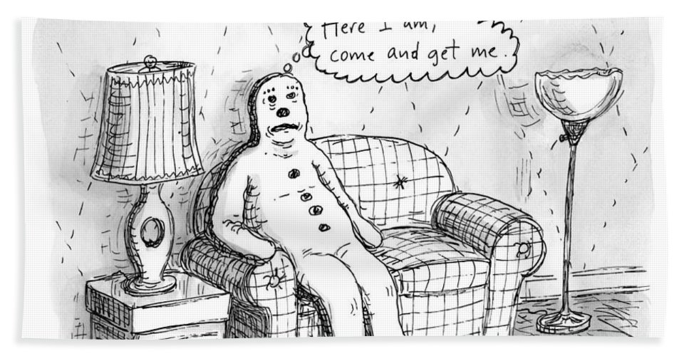 967x500 The Gingerbread Man Hits 50 Bath Sheet For Sale By Roz Chast - Gingerbread Man Sketch