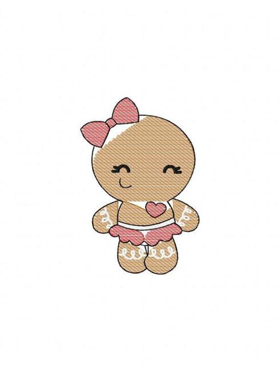 570x746 Gingerbread Girl 125 Sketch Embroidery Design Gingerbread Etsy - Gingerbread Sketch