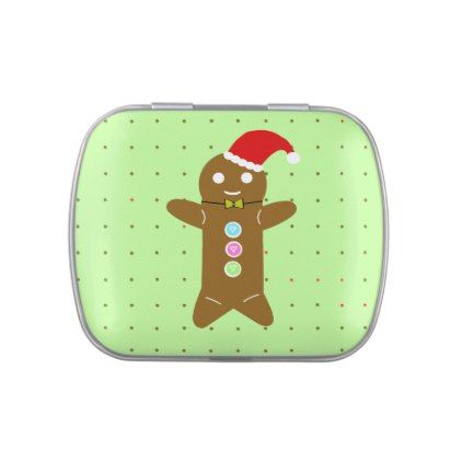 422x422 Gingerbread Man Red And Green Polka Dots Pattern Candy Tins - Gingerbread Sketch