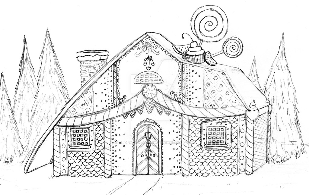 1024x647 Gingerbread House Sketch By Redragonatalia - Gingerbread Sketch