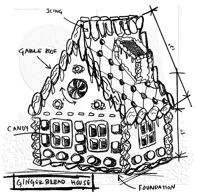 800x787 Tim Holtz Wood Mounted Stamp - Gingerbread Sketch
