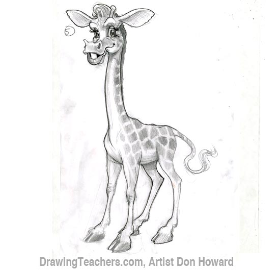 550x531 How To Draw A Cartoon Giraffe - Giraffe Cartoon Sketch