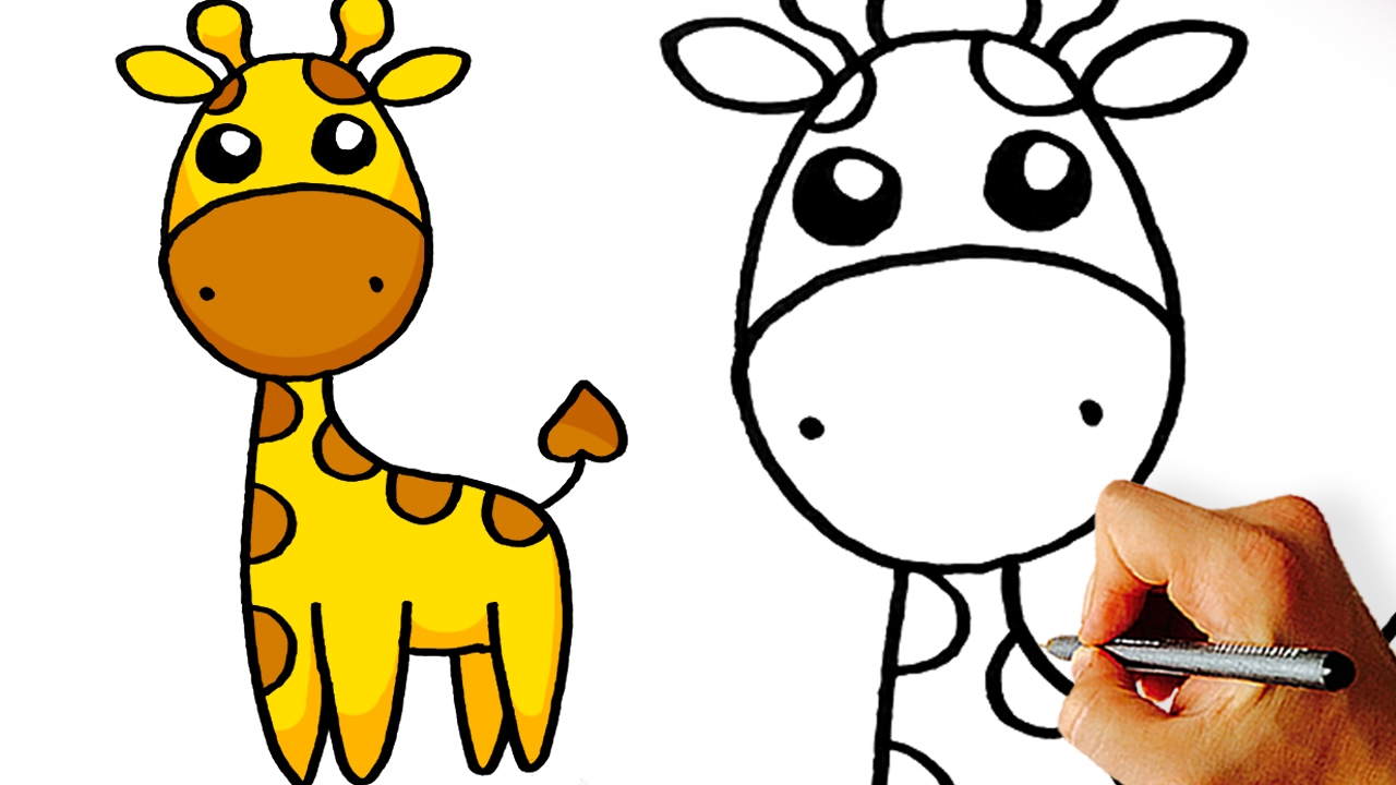 1280x720 Very Easy! How To Draw Cute Cartoon Giraffe. Art For Kids! - Giraffe Cartoon Sketch