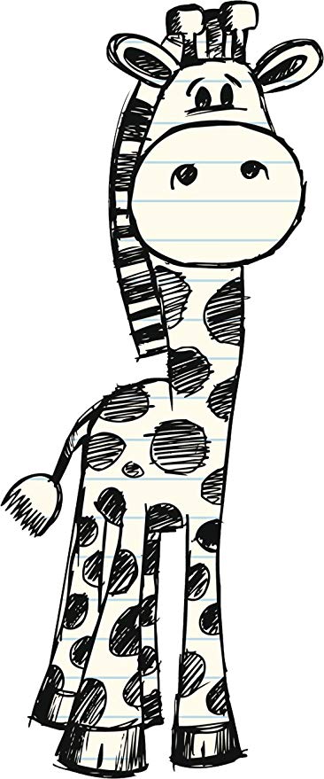 366x879 Cute School Paper Animal Doodle Cartoon Sketch Vinyl - Giraffe Cartoon Sketch