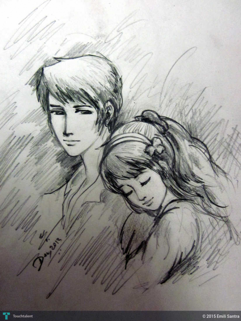 768x1024 Pencil Sketch Girl And Boy Girl Boy Pencil Sketch Pencil Sketch Of - Girl And Boy Sketch
