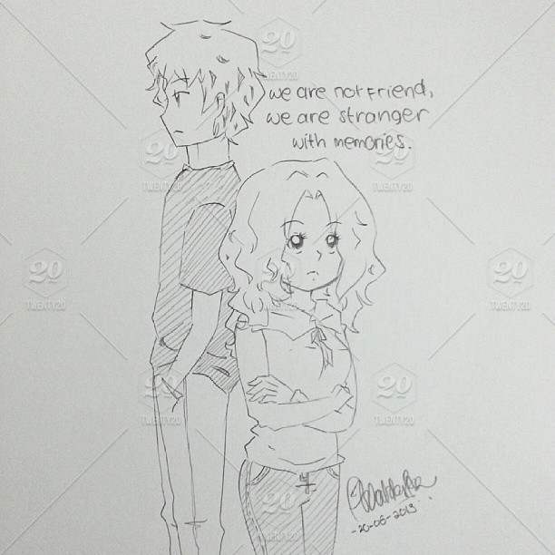 612x612 Stranger With Memories - Girl And Boy Sketch