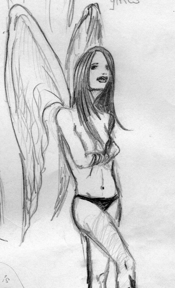697x1147 Angel Sketch Girl By Ganjatime - Girl Angel Sketch