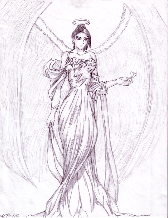 638x827 Angel Girl Sketch Drawing Skill - Girl Angel Sketch