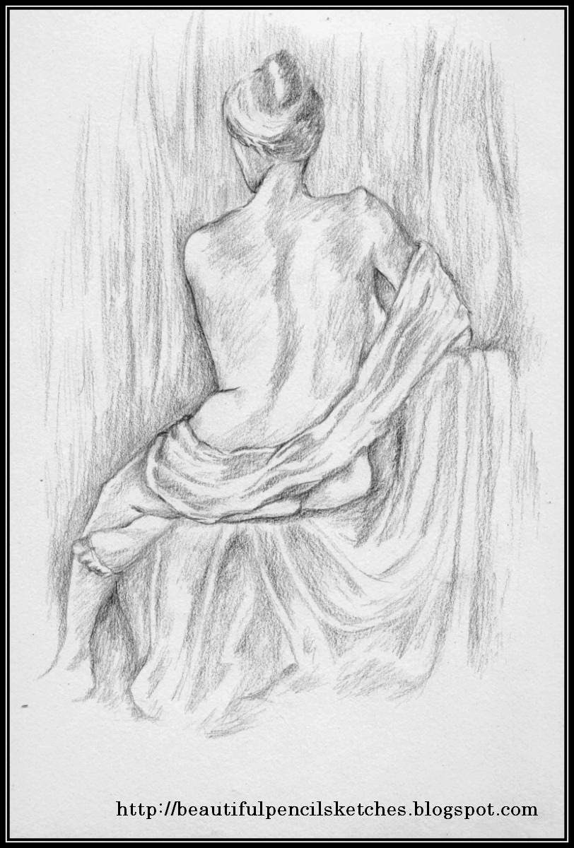 812x1200 Beautiful Pencil Sketches Pencil Sketch Of Beautiful Girl Sitting - Girl Back Sketch