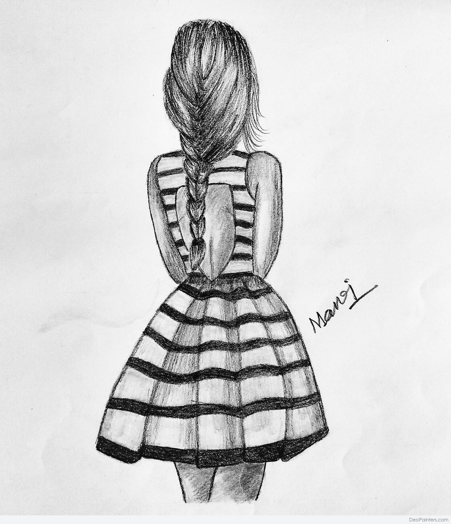 Girl Back Sketch At Paintingvalley Com Explore Collection Of