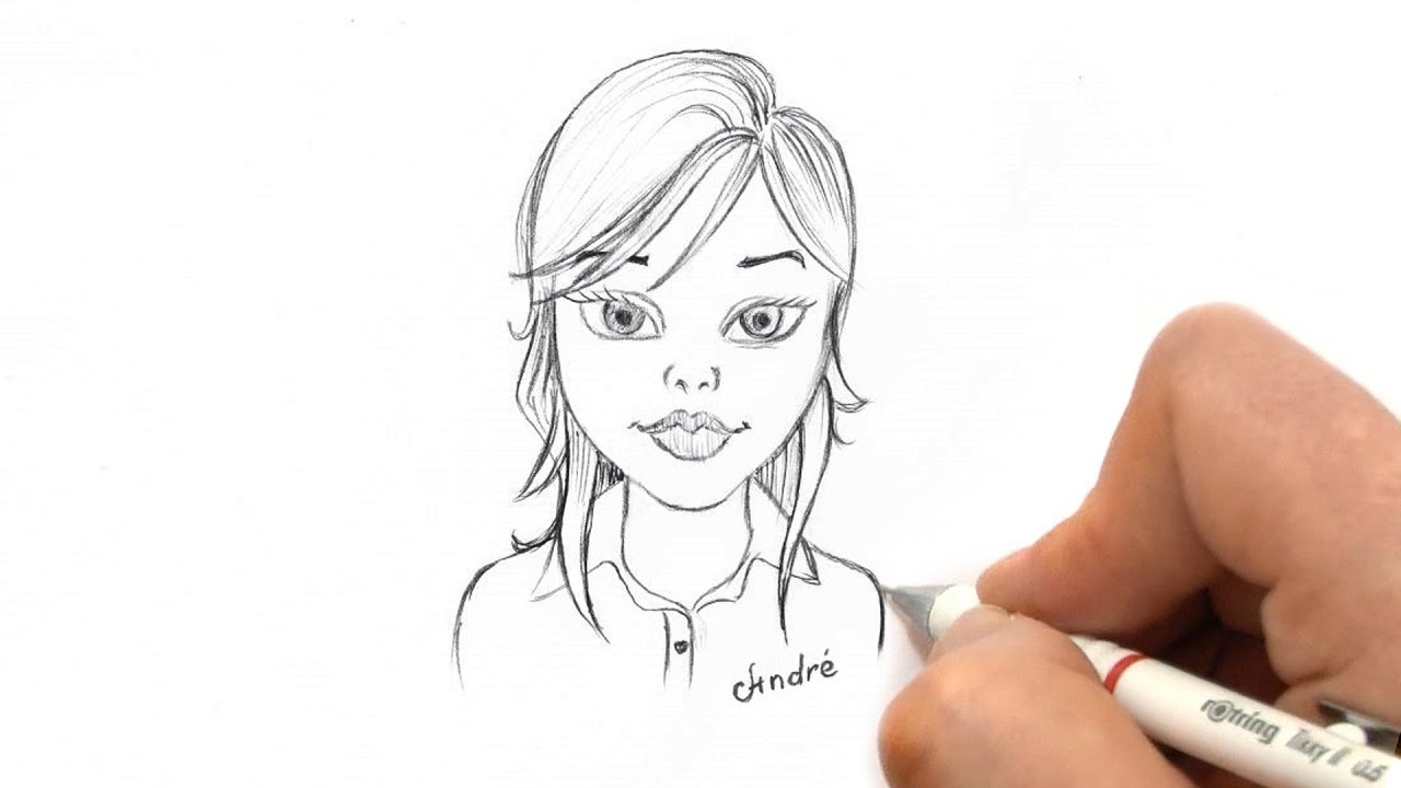 1280x720 How To Sketch A Simple Face Of A Beautiful Girl Cartoon - Girl Cartoon Sketch