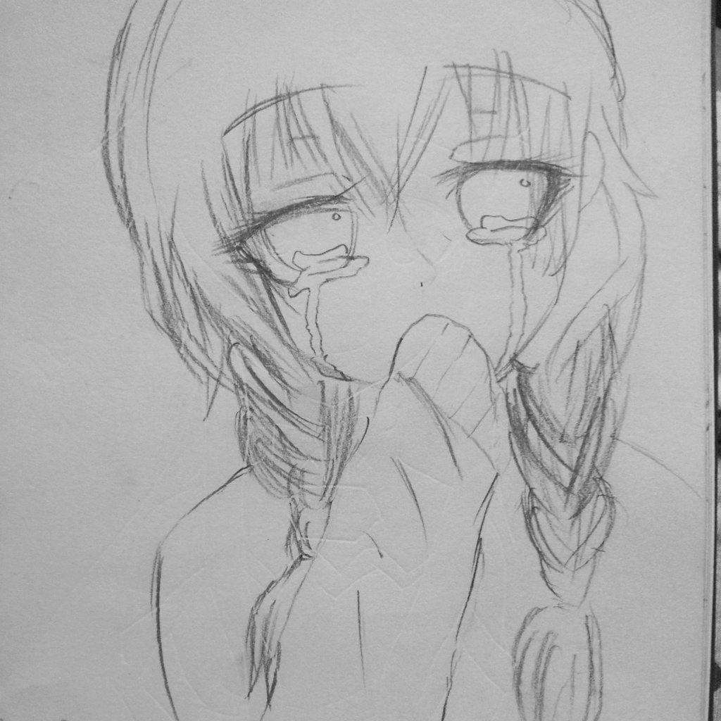 1024x1024 Sad Girl Easy Sketch Images Basic Anime Sad Drawing Girls Sketches - Girl Easy Sketch