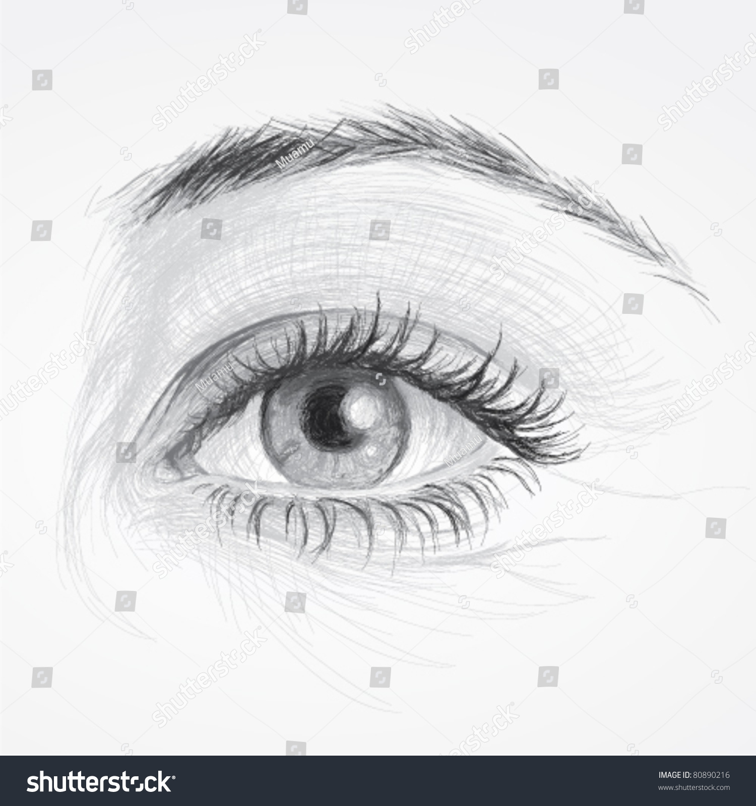1500x1600 Drawn Girl Big Eye 3334874 - Girl Eye Sketch