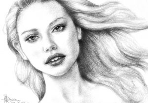300x210 Sketches Of Girl Face Pencil Sketches Girls Faces Easy Face Pencil - Girl Face Sketch