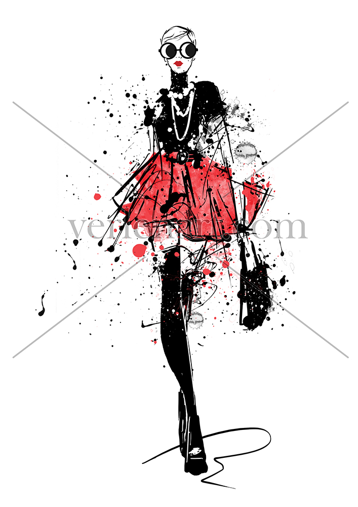 707x1000 Fashion Girl In Sketch Style, Fashion Gallery, Shop Of Fashion - Girl Fashion Sketch