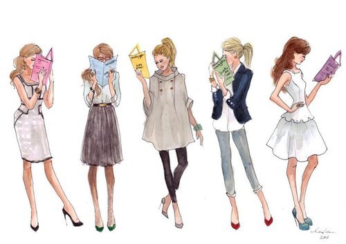 500x353 Drawing Girls Girl Fashion Style Classic Nerd Wedding Girly - Girl Fashion Sketch