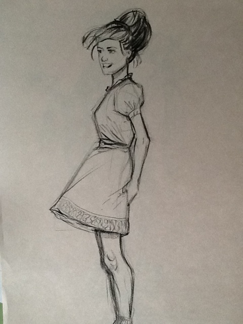 480x640 Daily Sketch Girl In Dress - Girl In Dress Sketch