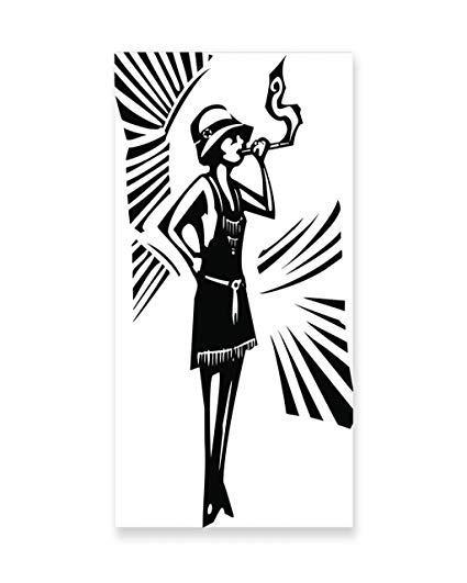 425x531 Lunarable Sketch Wall Art, Monochrome Flapper Girl - Girl In Dress Sketch
