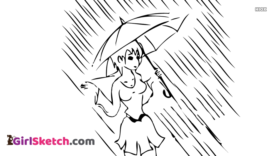 934x534 Girl In Rain Sketch - Girl In Rain Sketch